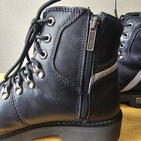 Harley-Davidson D96129 Men\'s Motorcycle Boots Black Leather Lace Up Side Zip S13 main image 10